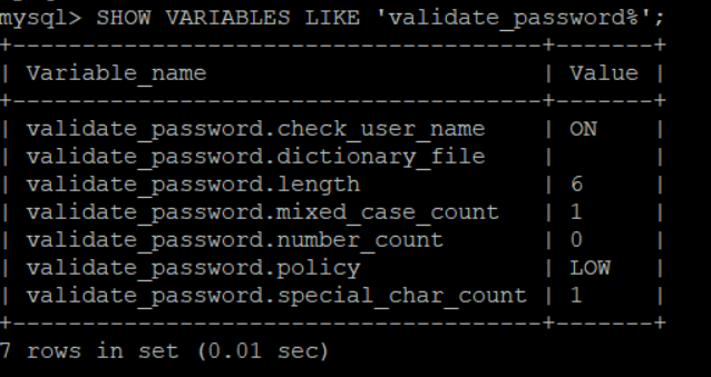 MySQL Parola Politikası Seviyesini Değiştirme